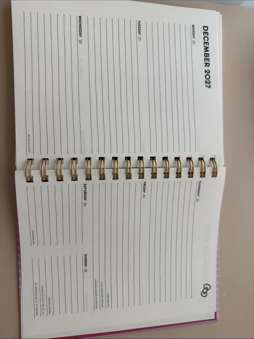 NWT..Hello Kitty Pink and Cream 2027 Spiral Planner . smoke and pet free home.